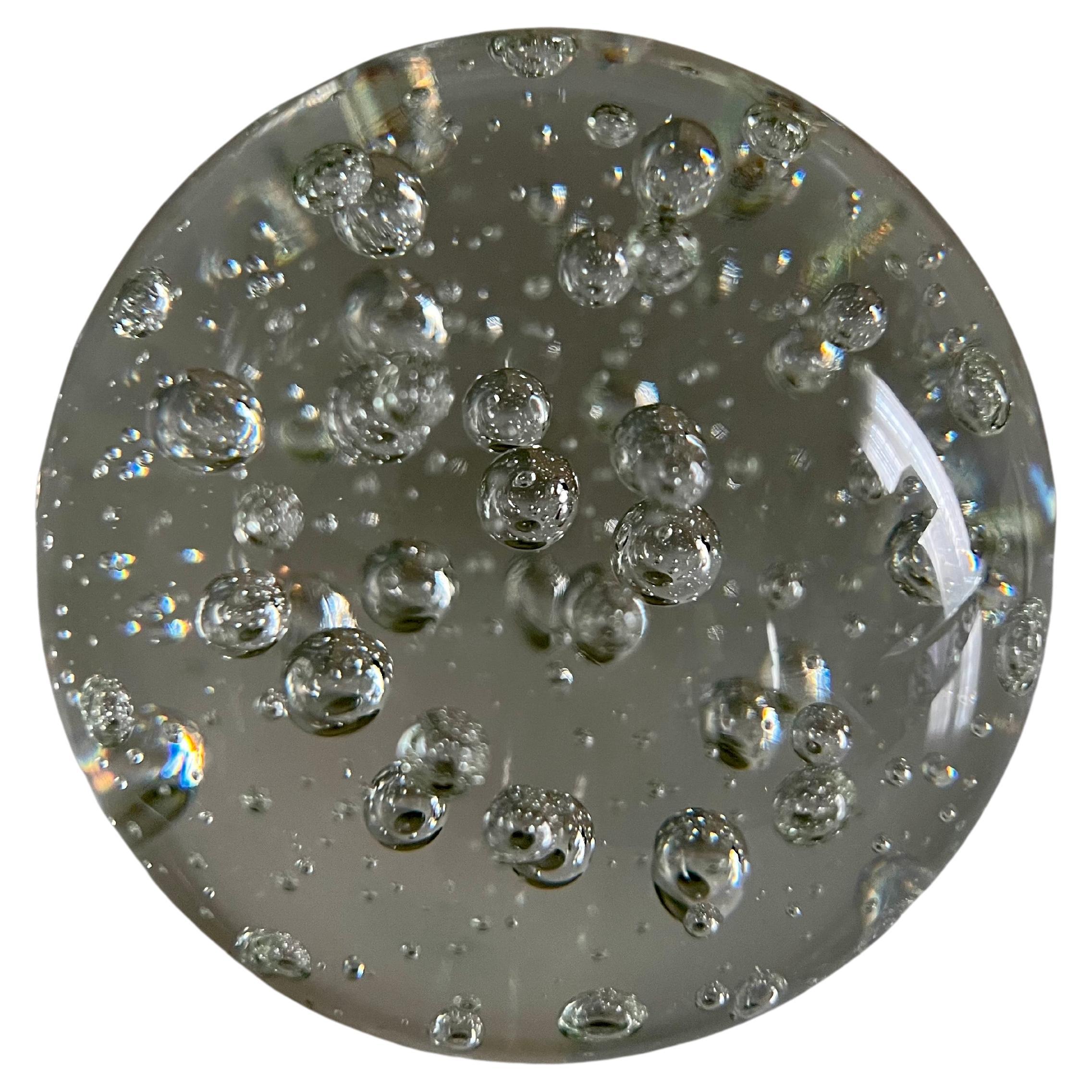 Clear Bubble Murano Glass Paperweight