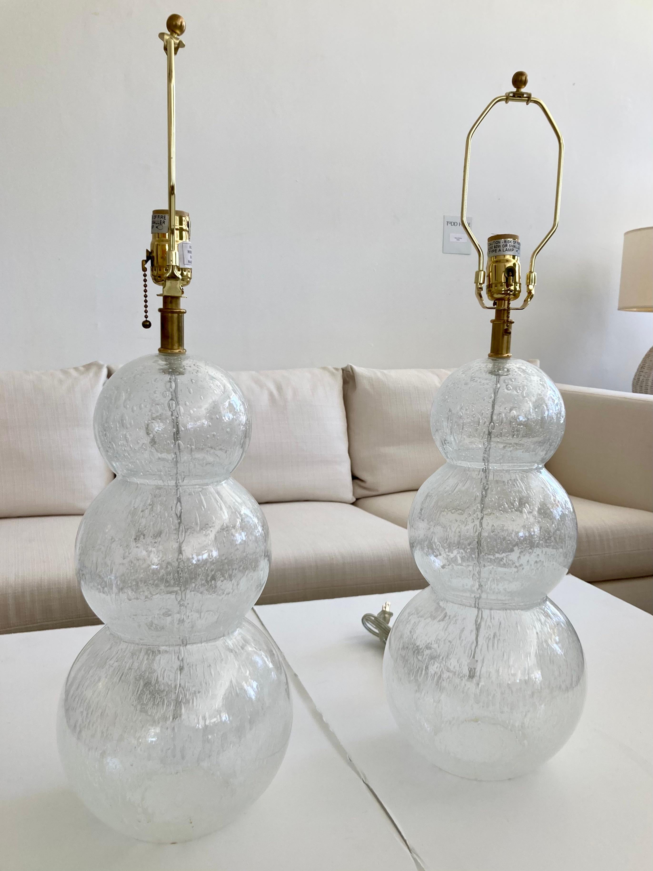 Lámparas de Sobremesa de Cristal de Murano Burbujas Transparentes con 3 Esferas, Pareja Moderno en venta