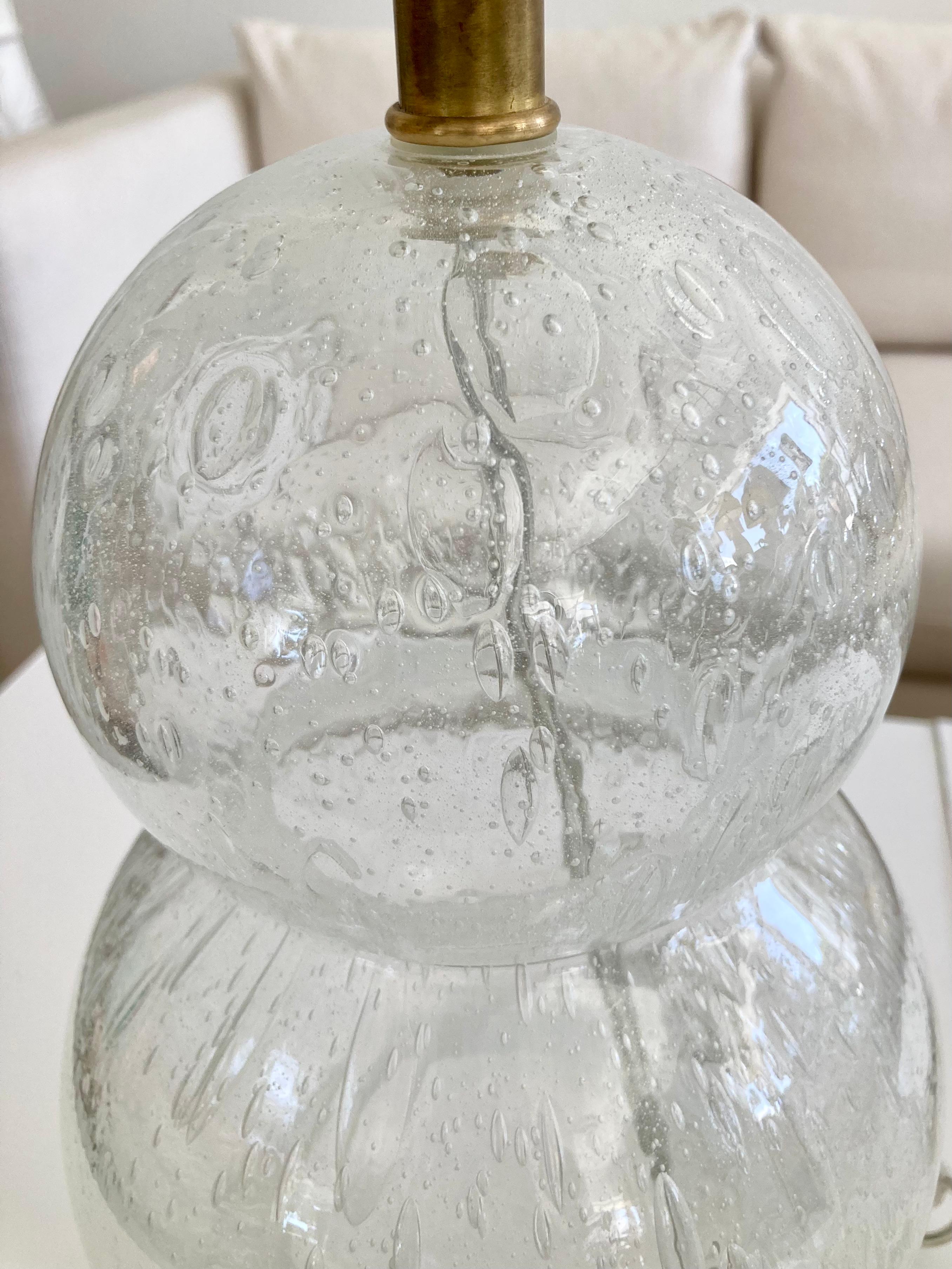 Lámparas de Sobremesa de Cristal de Murano Burbujas Transparentes con 3 Esferas, Pareja en venta 2