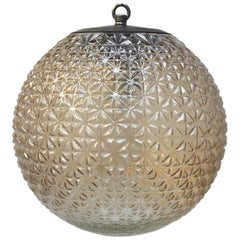 Clear Cognac Glass Vintage European Metal Top Pendant Light