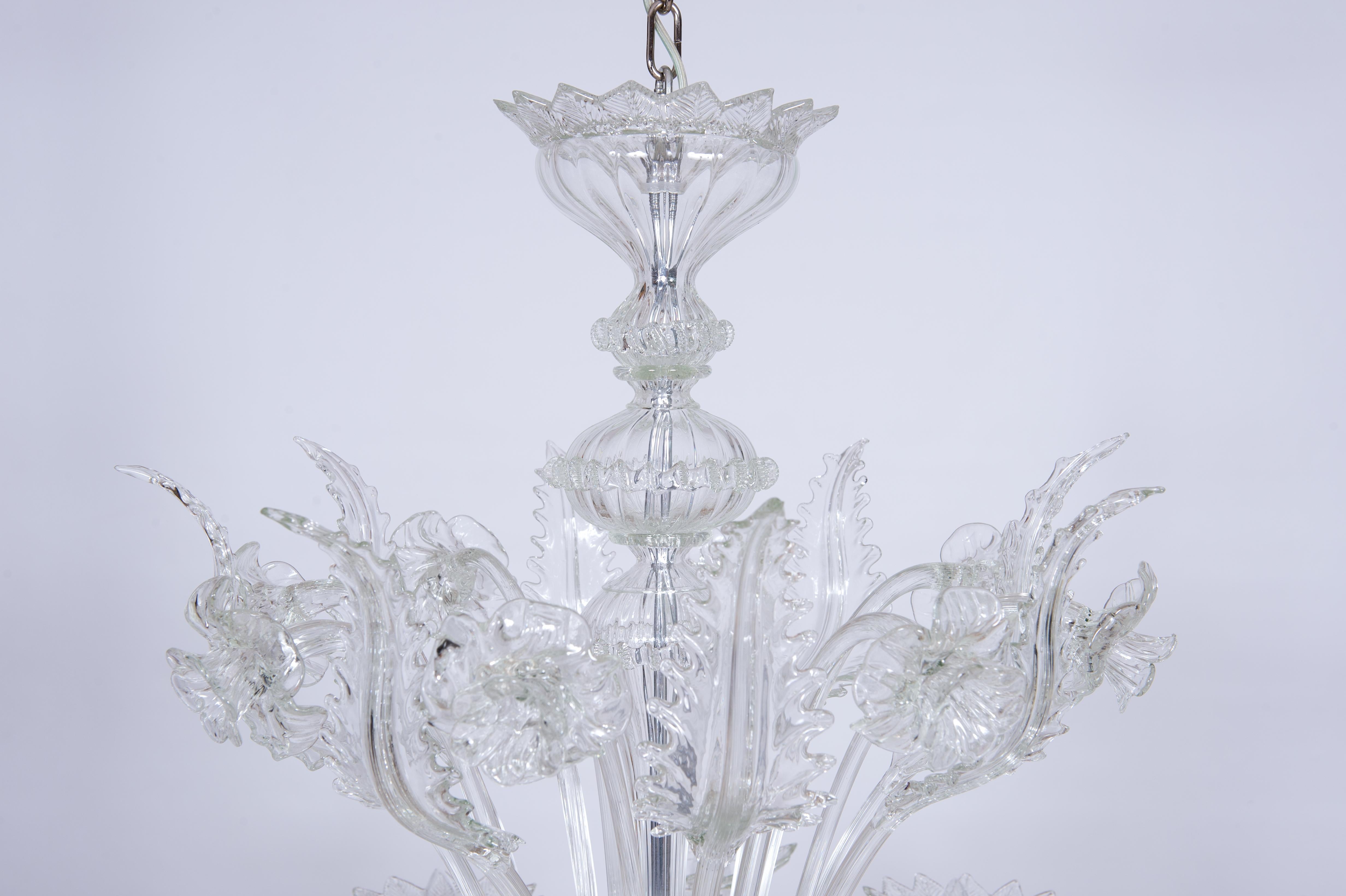 Clear Color Daisy Chandelier in Murano Glass with 12 Lights, 21st Century, Italy 3