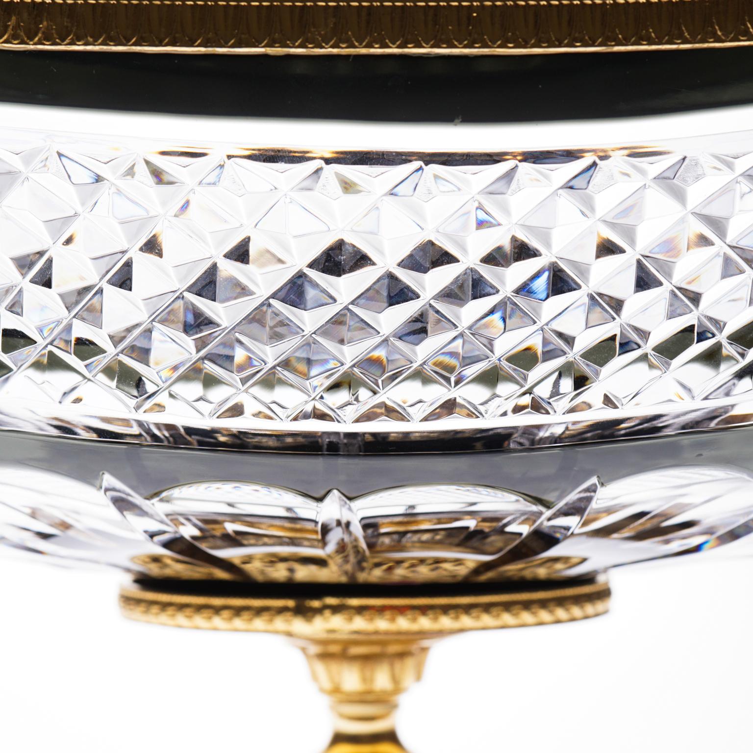 Other Clear Cristal Jardinière with Bronze Covered 22-Carat Gold, Oriental Style For Sale