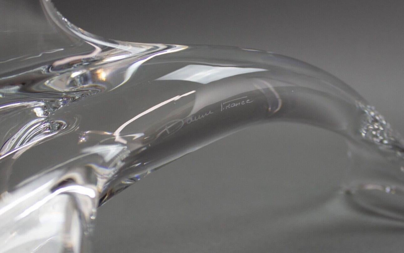 Clear Crystal Art Glass Dolphin Sculpture by Daum of France In Good Condition For Sale In San Diego, CA
