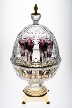 Clear Crystal Champagne Cave with 22 Carat Gold Covered Bronze for 6 Flute