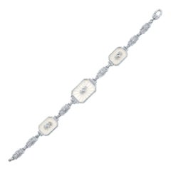 Clear Crystal Diamond Bracelet Pendant Necklace Set 14k White Gold