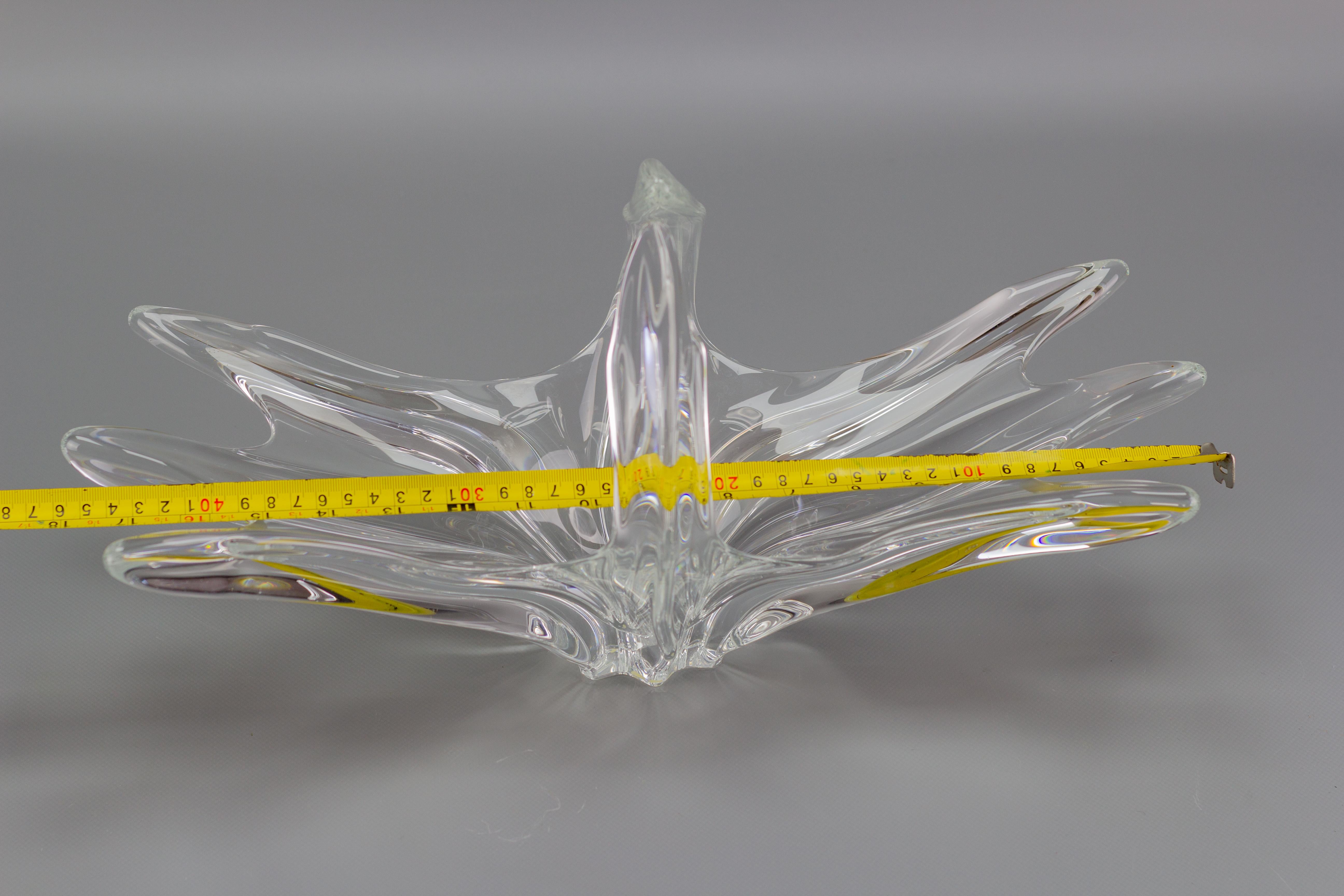 Clear Crystal Glass Fruit Bowl or Centerpiece by Art Vannes France, 1960s For Sale 9