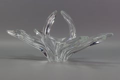 Fruttiera o centrotavola in cristallo trasparente di Art Vannes France, anni '60