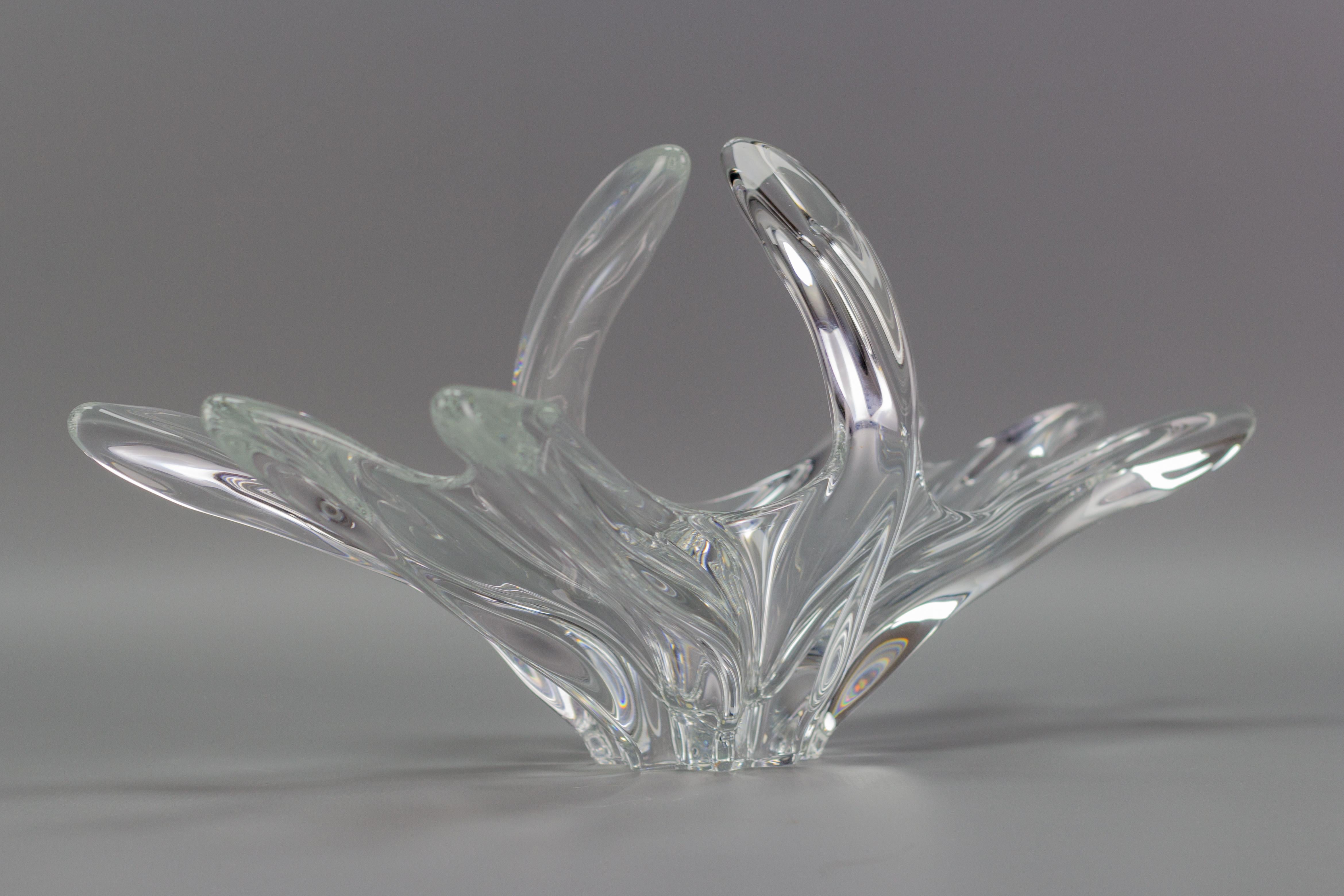 Obstschale oder Tafelaufsatz aus klarem Kristallglas von Art Vannes Frankreich, 1960er Jahre im Zustand „Gut“ im Angebot in Barntrup, DE