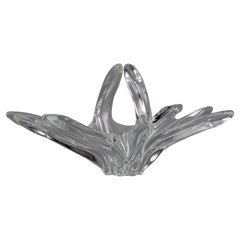 Clear Crystal Glass Fruit Bowl or Centerpiece by Art Vannes France, 1960s