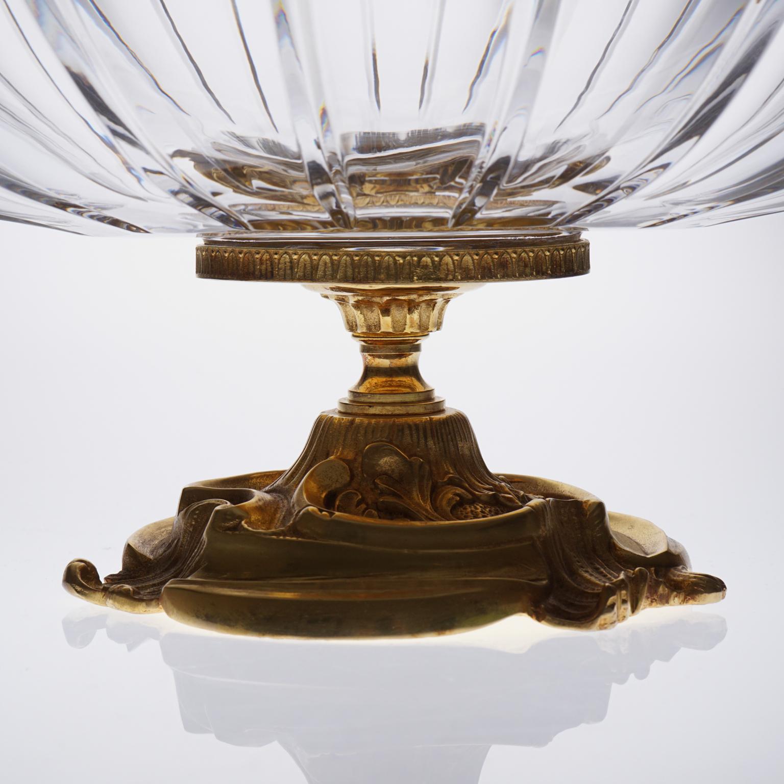 Other Clear Crystal Jardinière with Bronze Covered 22-Carat Gold, Horses Details For Sale