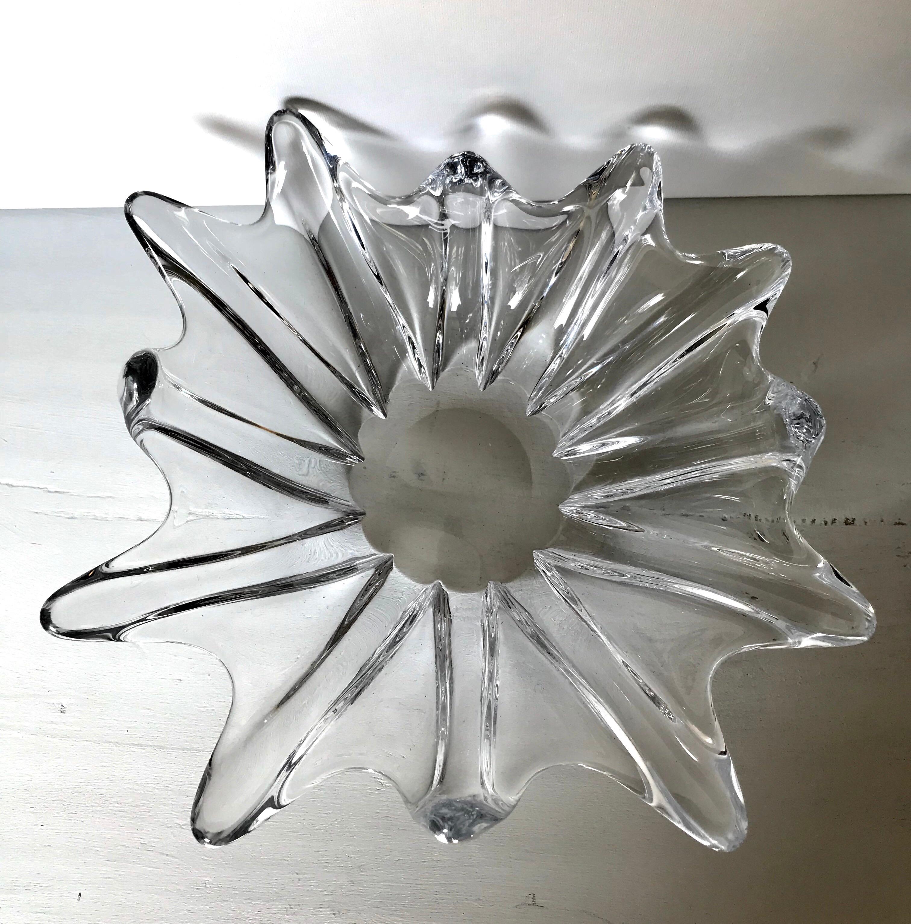 French Clear Crystal Sculptural Bowl by Daum For Sale