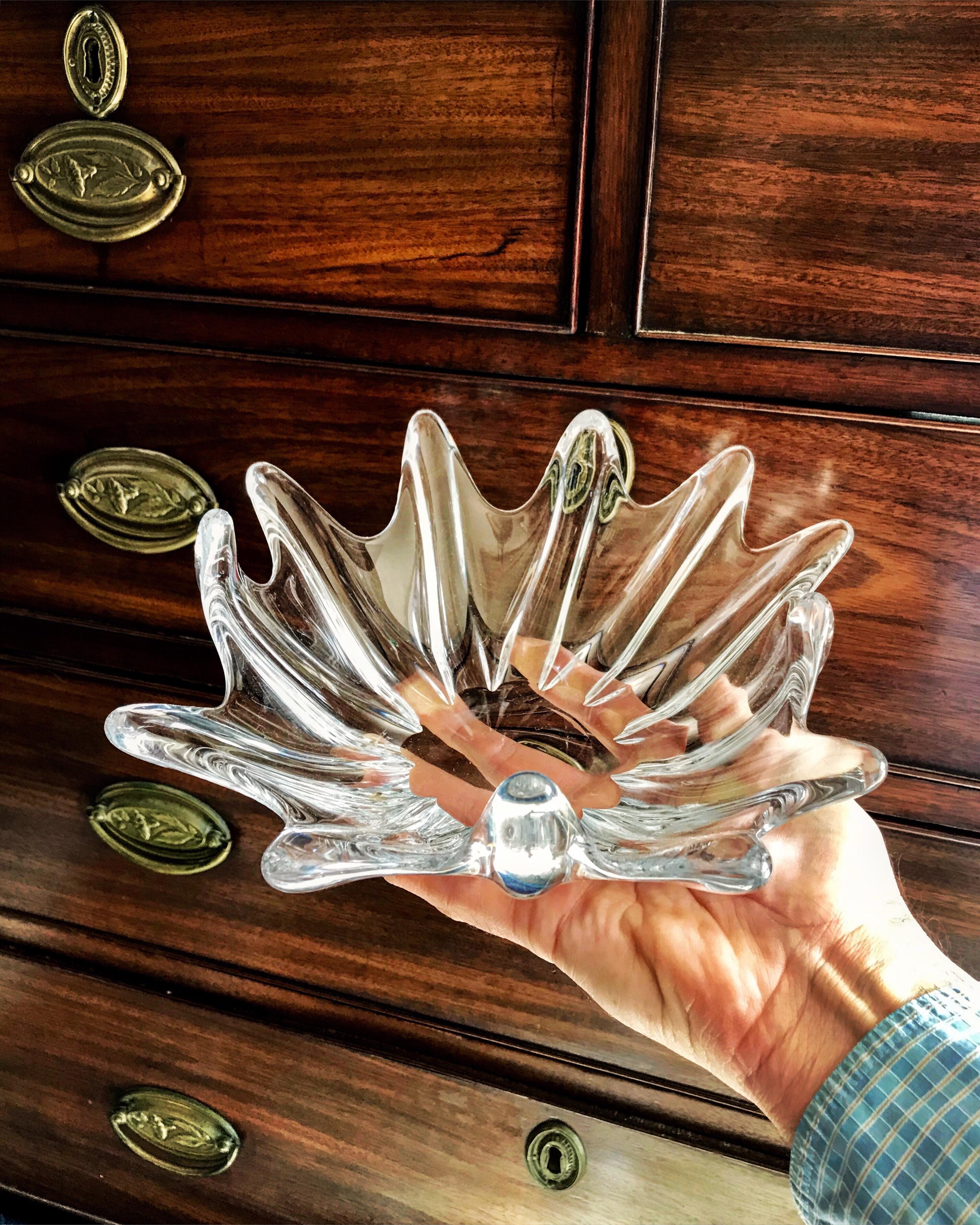 20th Century Clear Crystal Sculptural Bowl by Daum For Sale