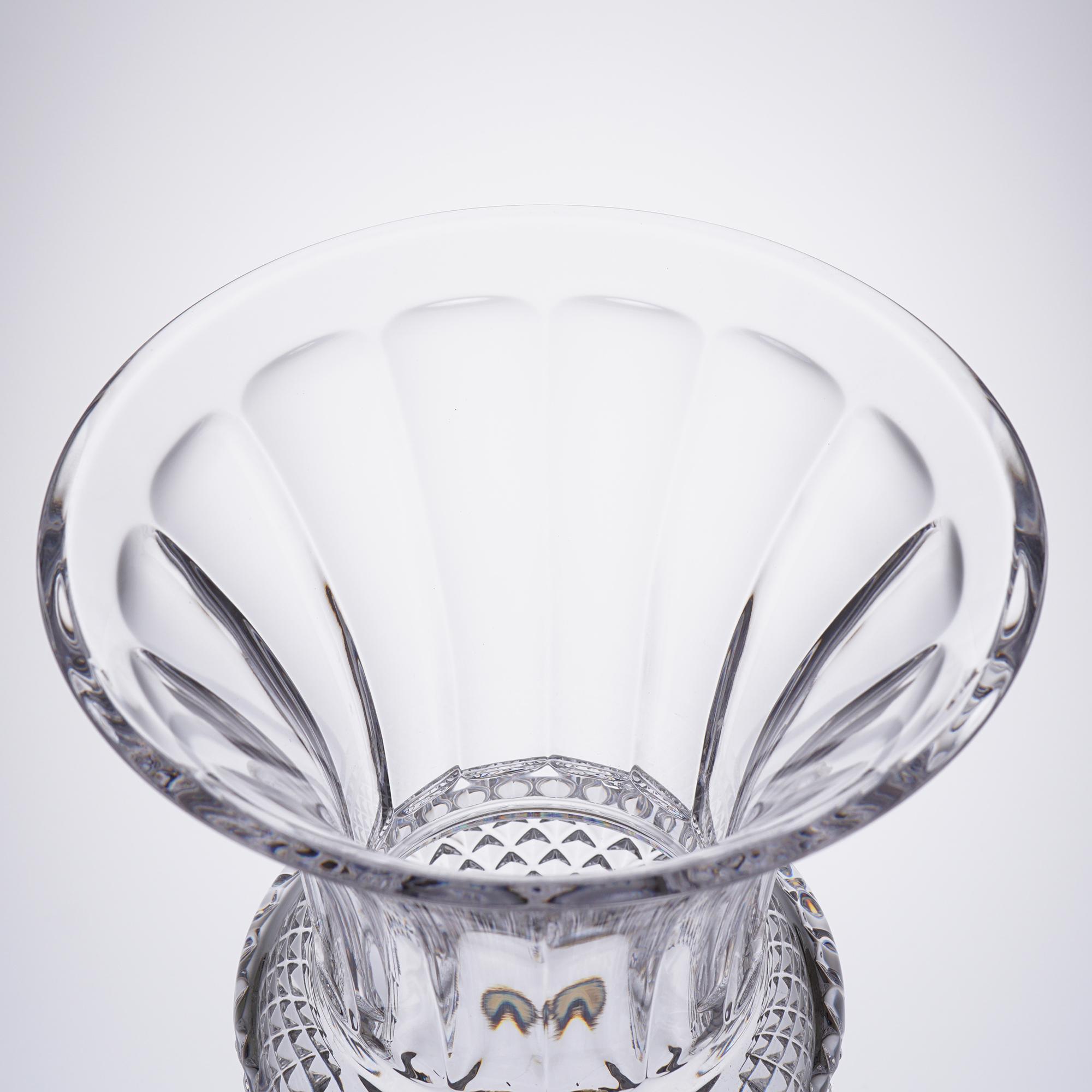 Baroque Clear Crystal Vase with Bronze Gold Platted and Marble For Sale