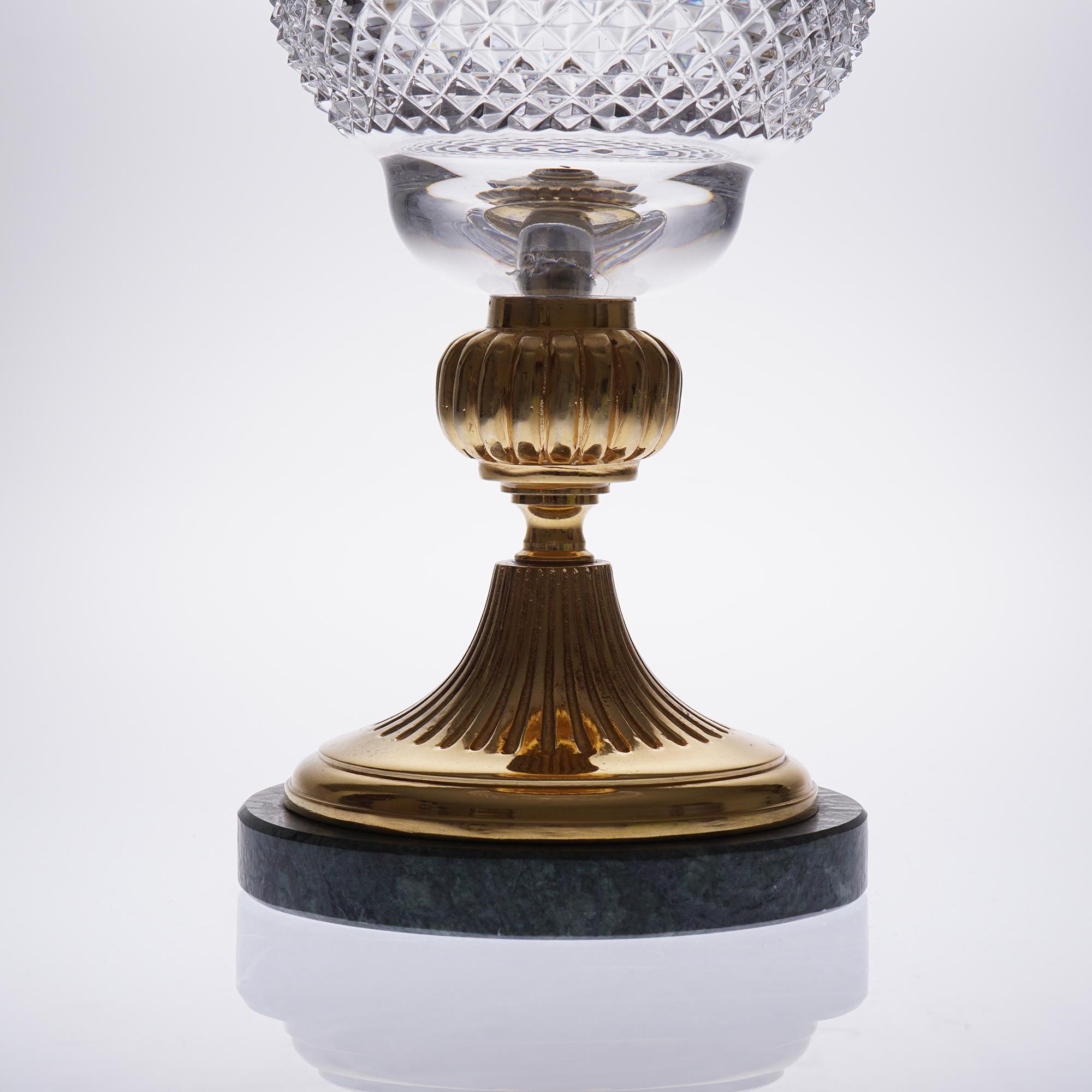 Clear Crystal Vase with Bronze Gold Platted and Marble In Excellent Condition For Sale In Montbronn, FR