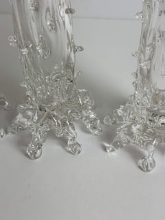 Jarrones Victorianos de Cristal Transparente, Checos, Década de 1890, Juego de Cuatro