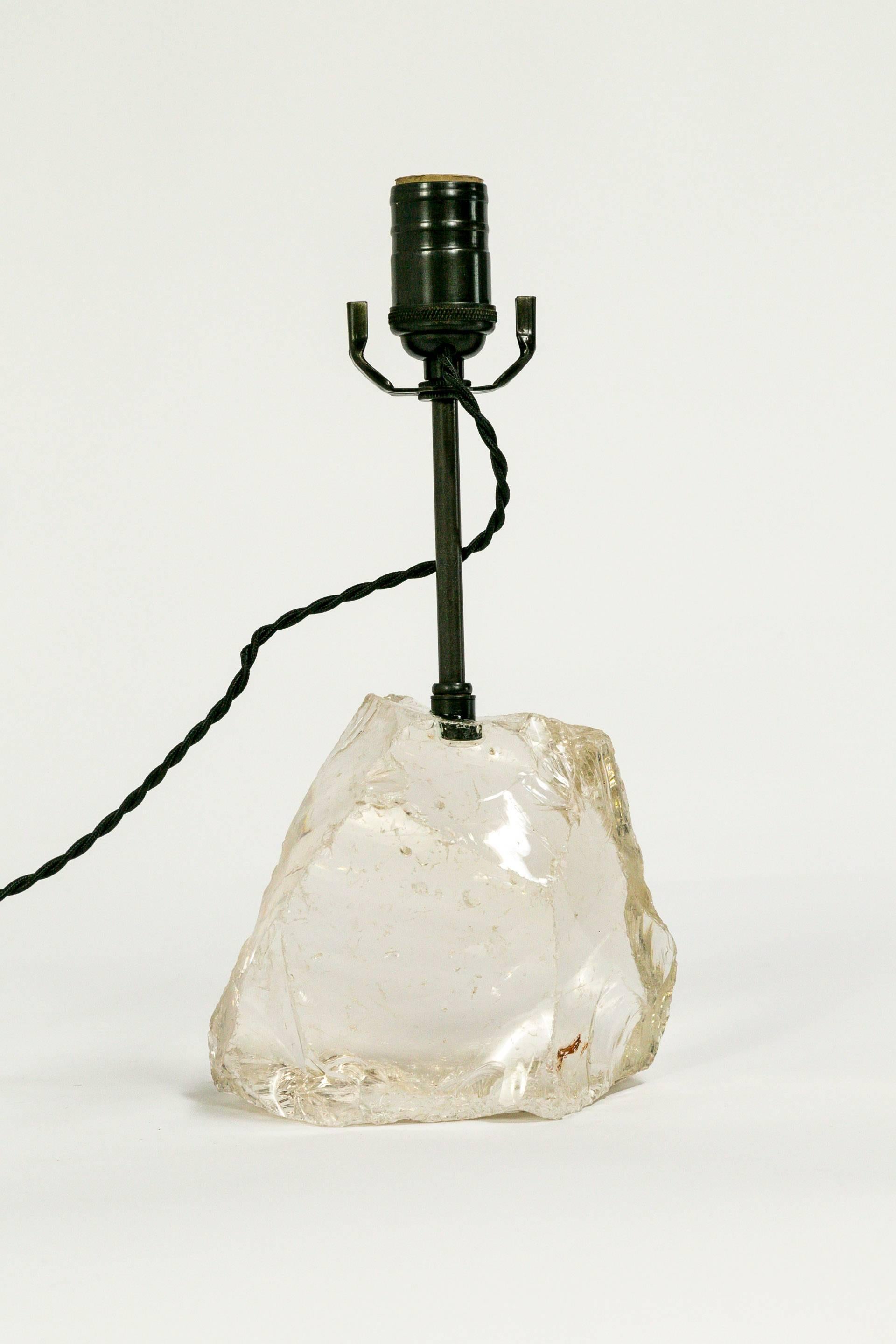 Brass Clear Cullet Glass Gem Lamp