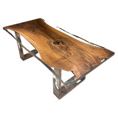 Clear Epoxy Dining Table - Handmade Walnut Wood Dining Table For 8 Seaters