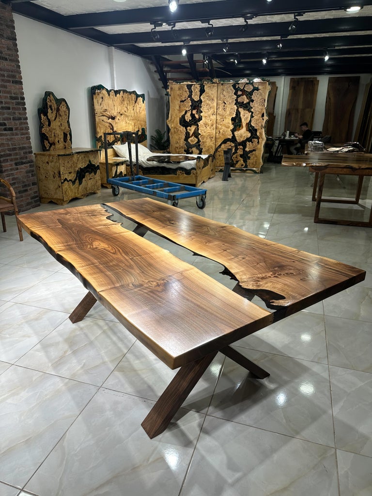 Tavolo da pranzo in resina epossidica trasparente Tavolo da