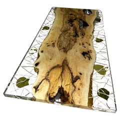 Table de salle à manger en bois en résine époxy transparente