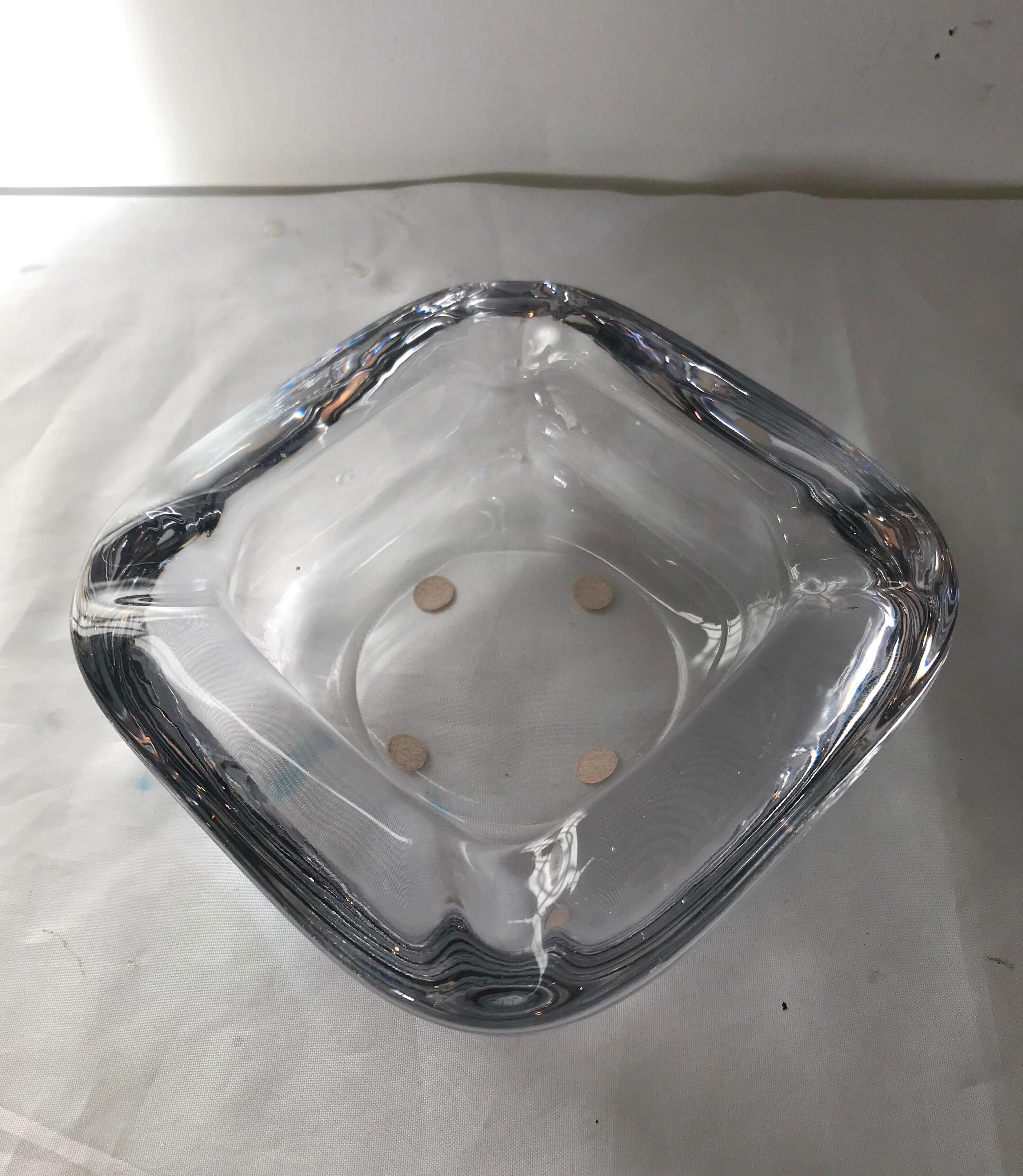 20th Century Clear French Art Glass Ashtray / Bowl of Lead Crystal by Art Vannes France For Sale