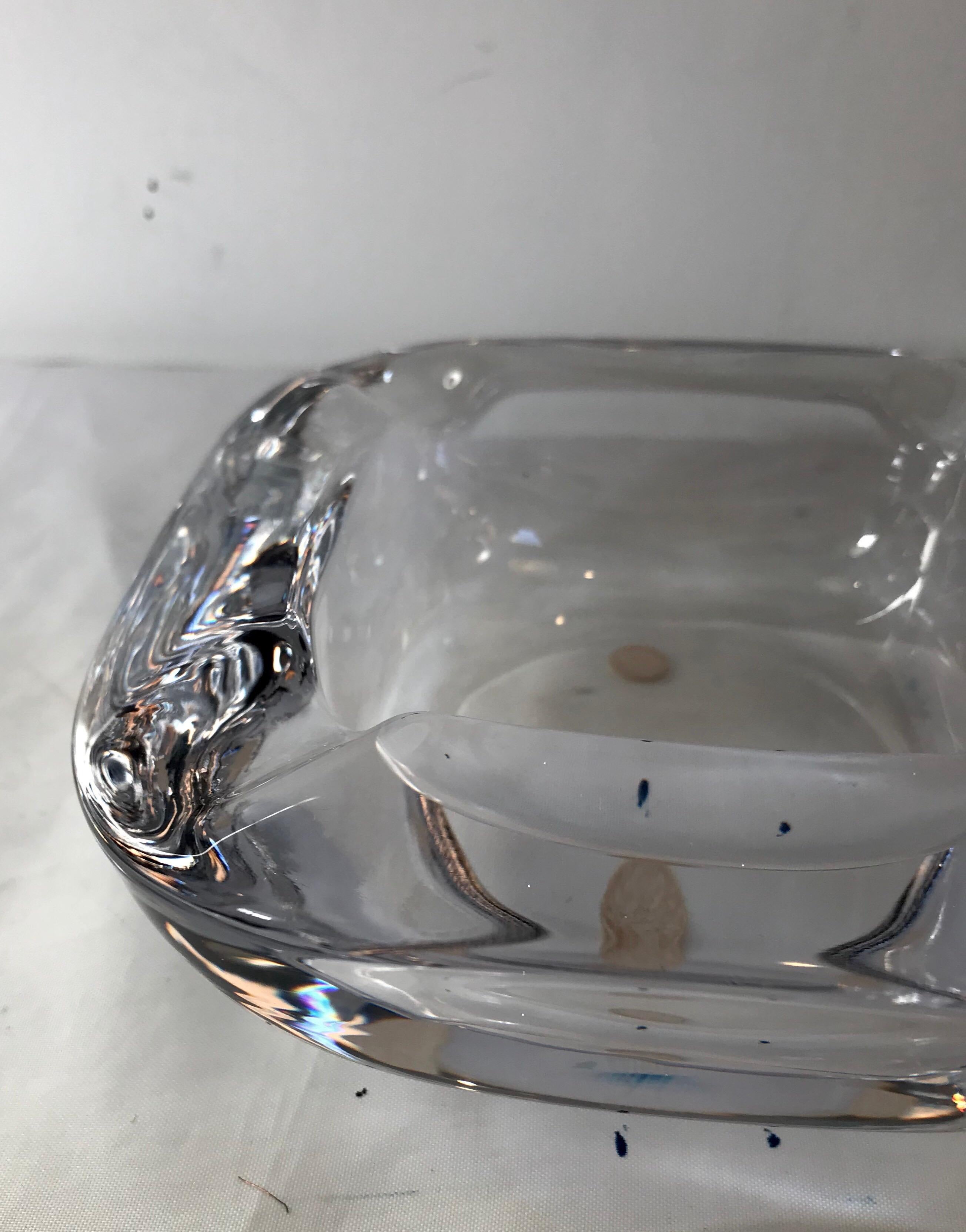 Clear French Art Glass Ashtray / Bowl of Lead Crystal by Art Vannes France For Sale 2