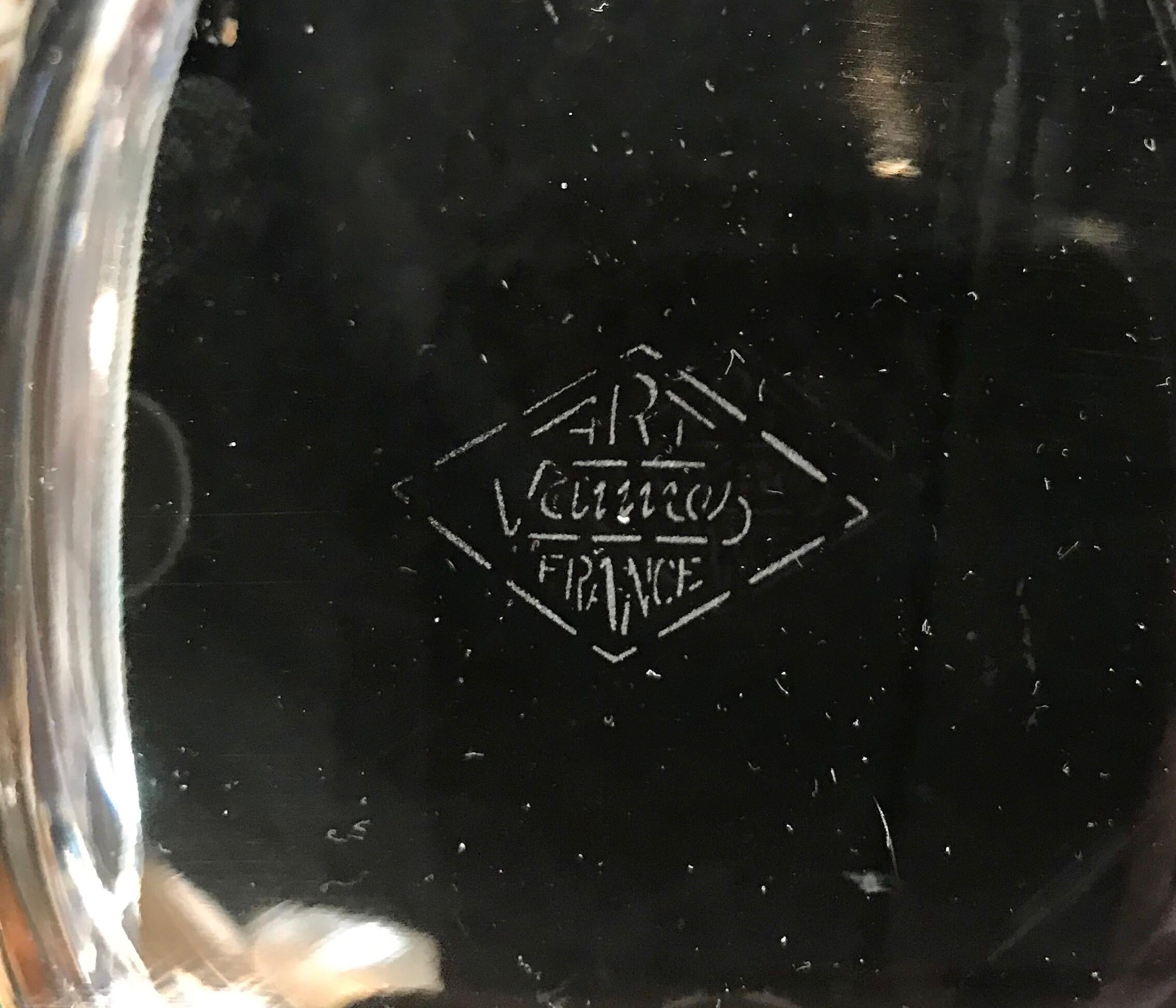 Cendrier / coupe en verre d'art français transparent et en cristal au plomb par Art Vannes France en vente 2