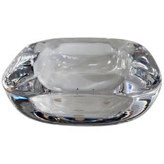 Clear French Art Glass Ashtray / Bowl of Lead Crystal by Art Vannes France