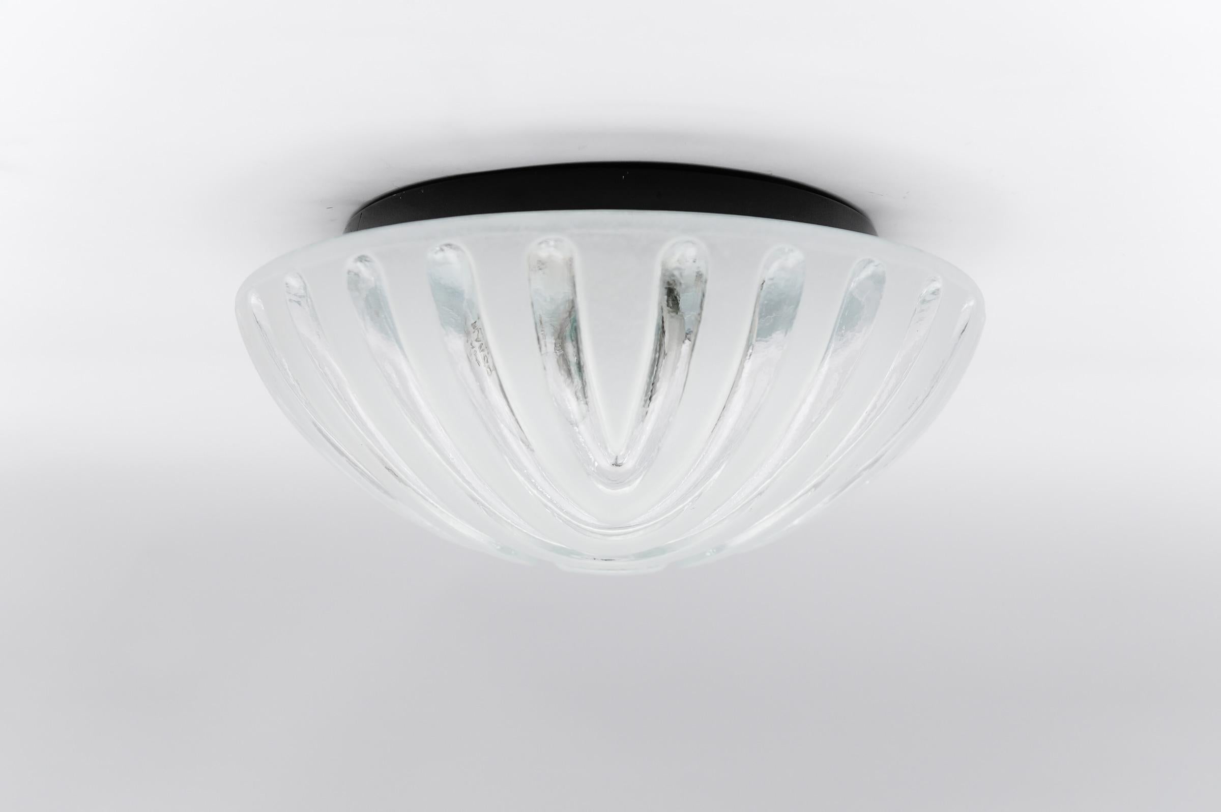 Tedesco Lampada da incasso rotonda 3D in vetro trasparente, Germania 1960 in vendita