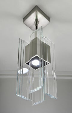 Clear Glass and Nickel Aluminum Contemporary LED Hanging Pendant Light