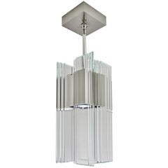 Clear Glass and Nickel Aluminum Contemporary LED Hanging Pendant Light