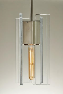 Clear Glass and Silver Aluminum Contemporary LED Hanging Pendant Light