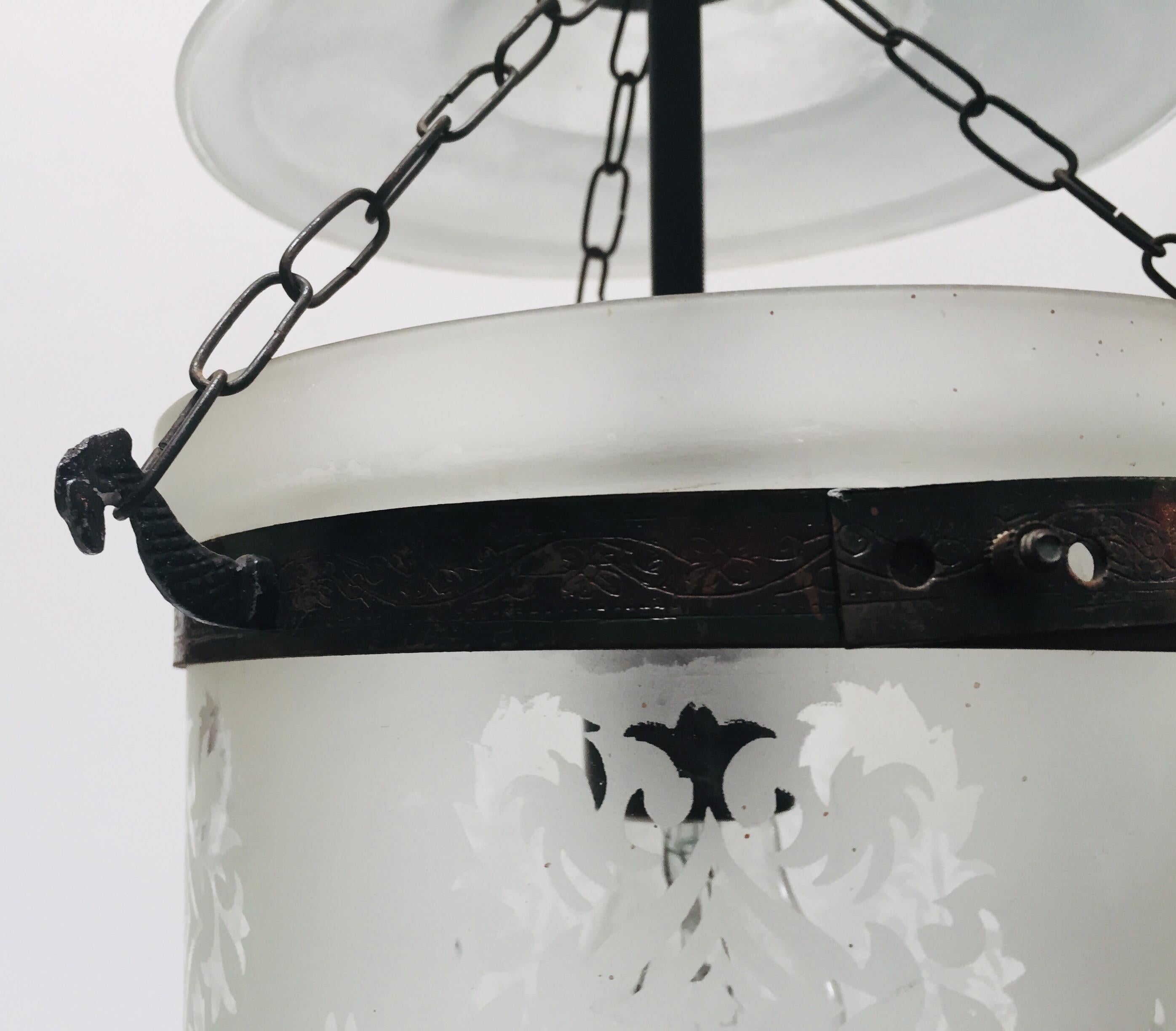 Verre brun Lanterne de salle Bell Jar en verre clair dépoli en vente