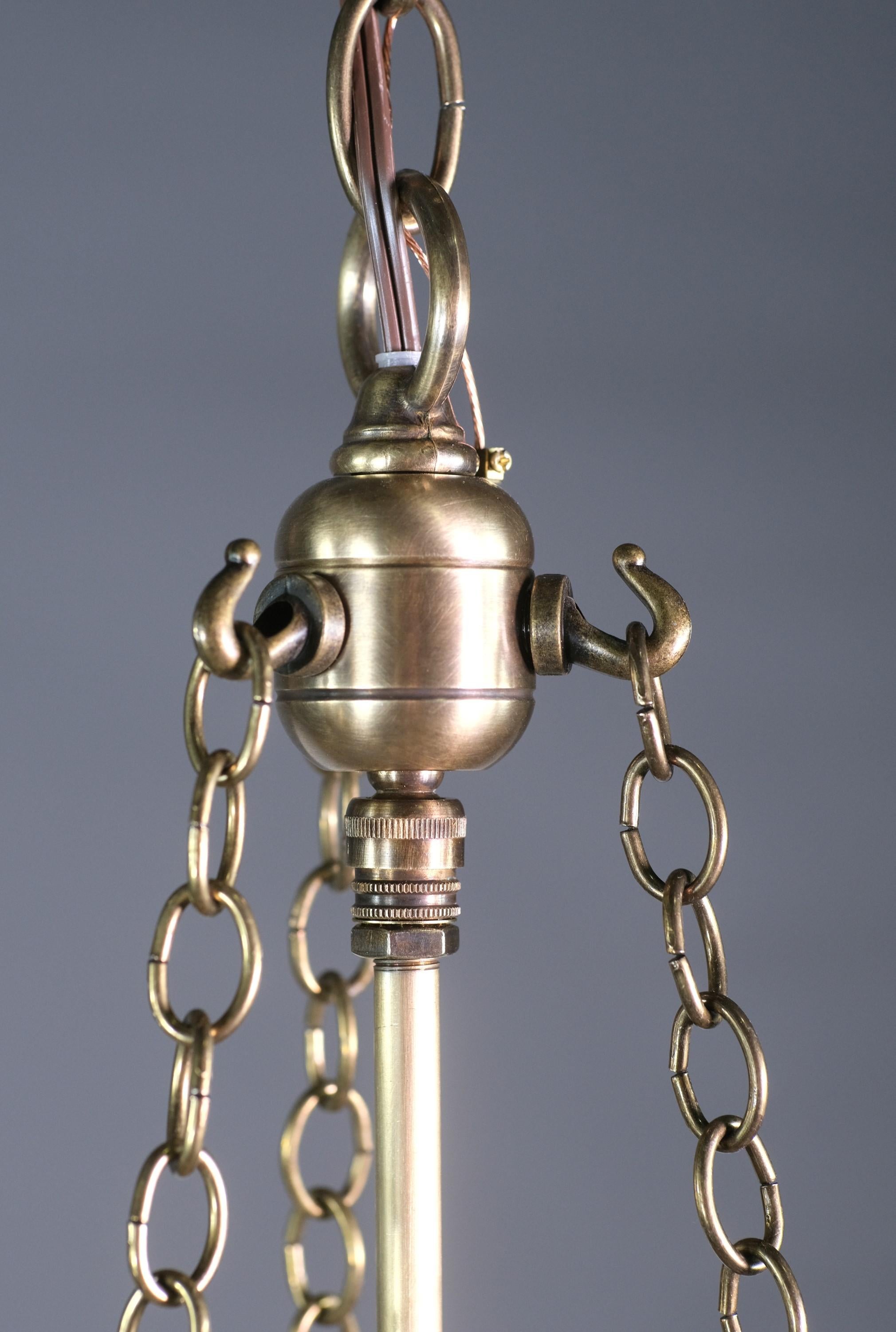 Clear Glass Bell Jar Pendant Light Leaves Brass Hardware 2