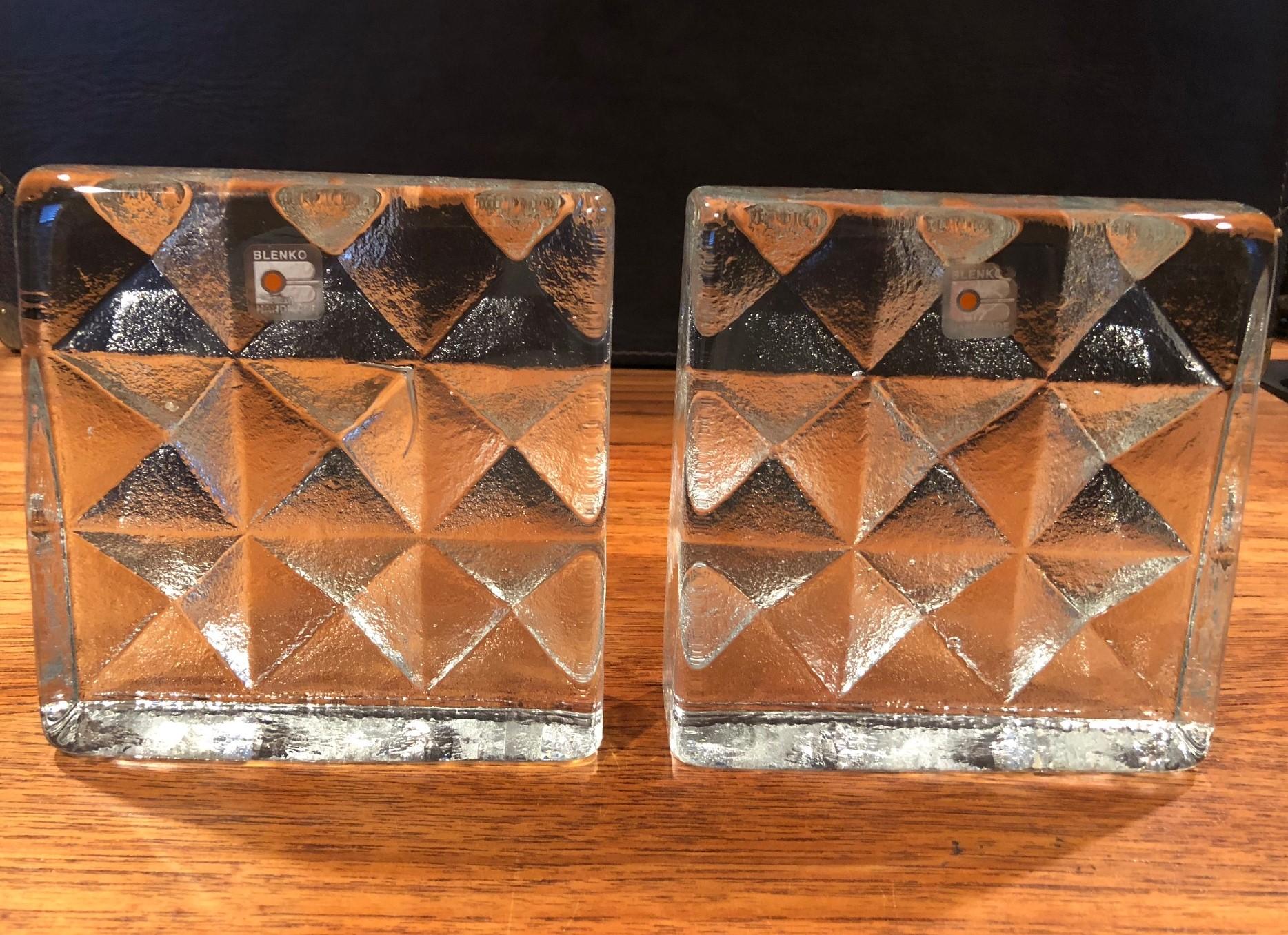 Mid-Century Modern Clear Glass Bookends by Blenko