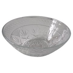 Retro Clear Glass Bowl with Fan Motif