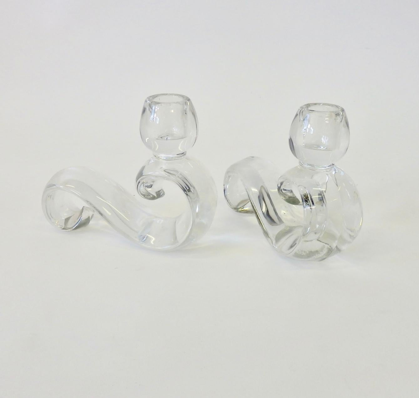American Clear Glass Crystal Candlesticks For Sale