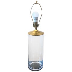Clear Glass Cylinder Lamp with Brass Hardware