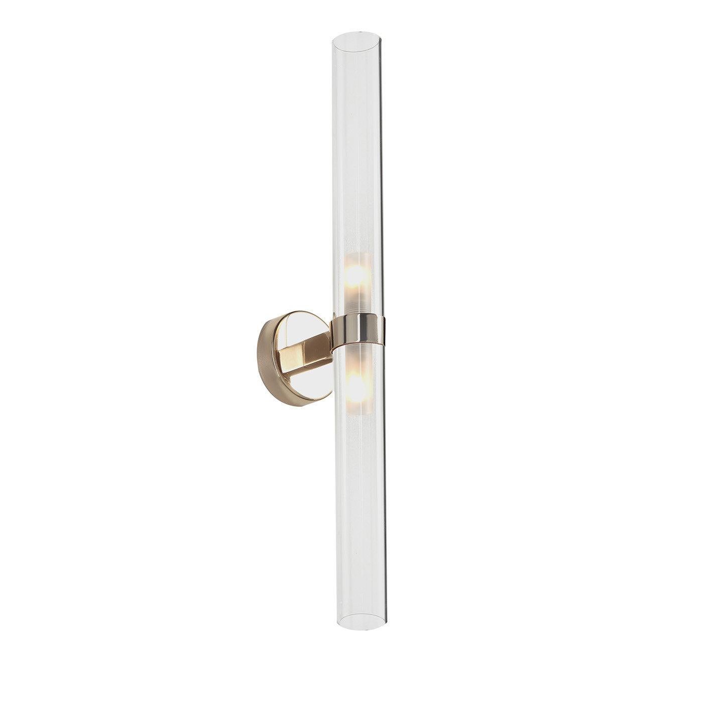 Italian Clear Glass Cylindrical Wall Lamp by Il Paralume Marina For Sale