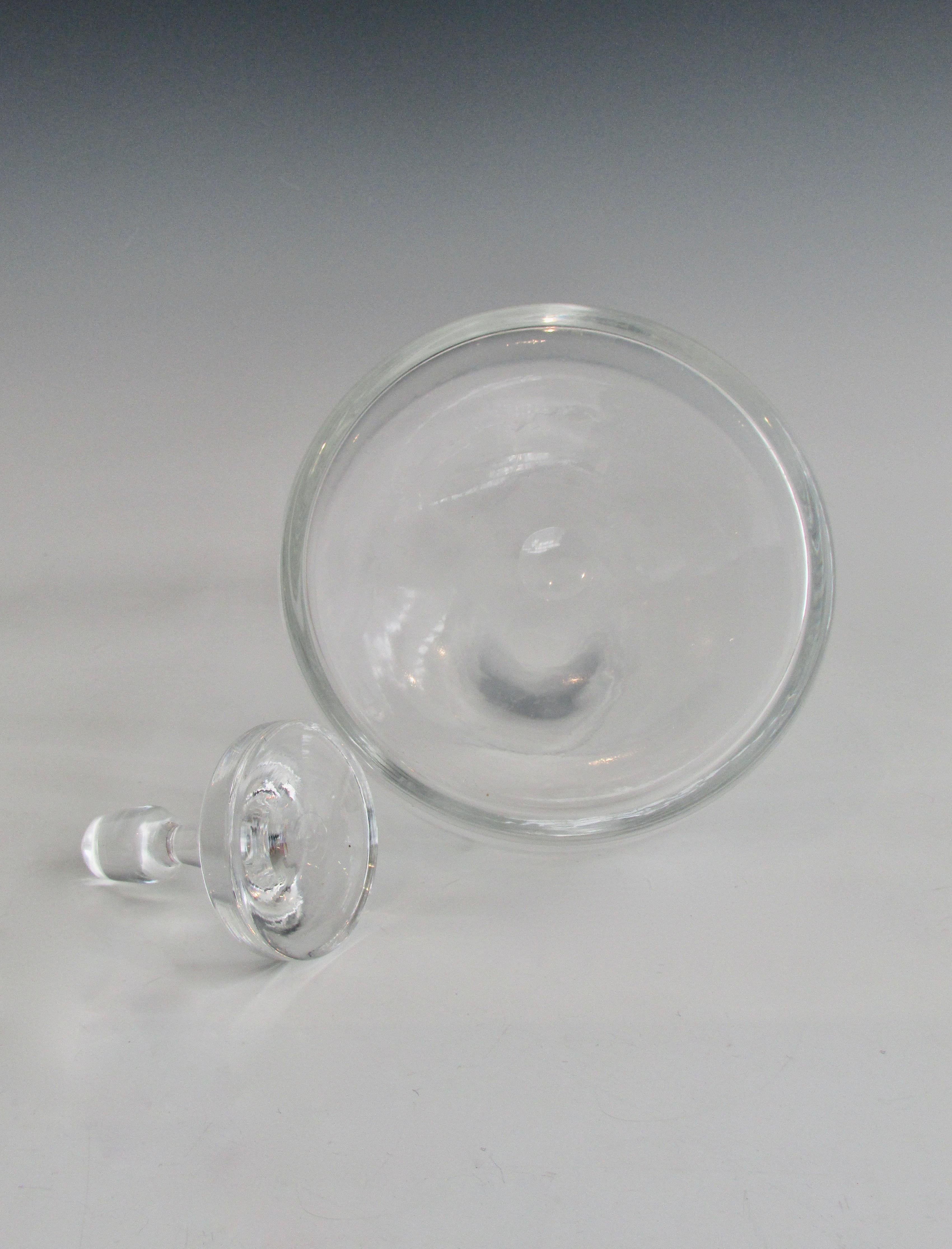 American Clear Glass Decanter and Stopper with Polished Bottom For Sale