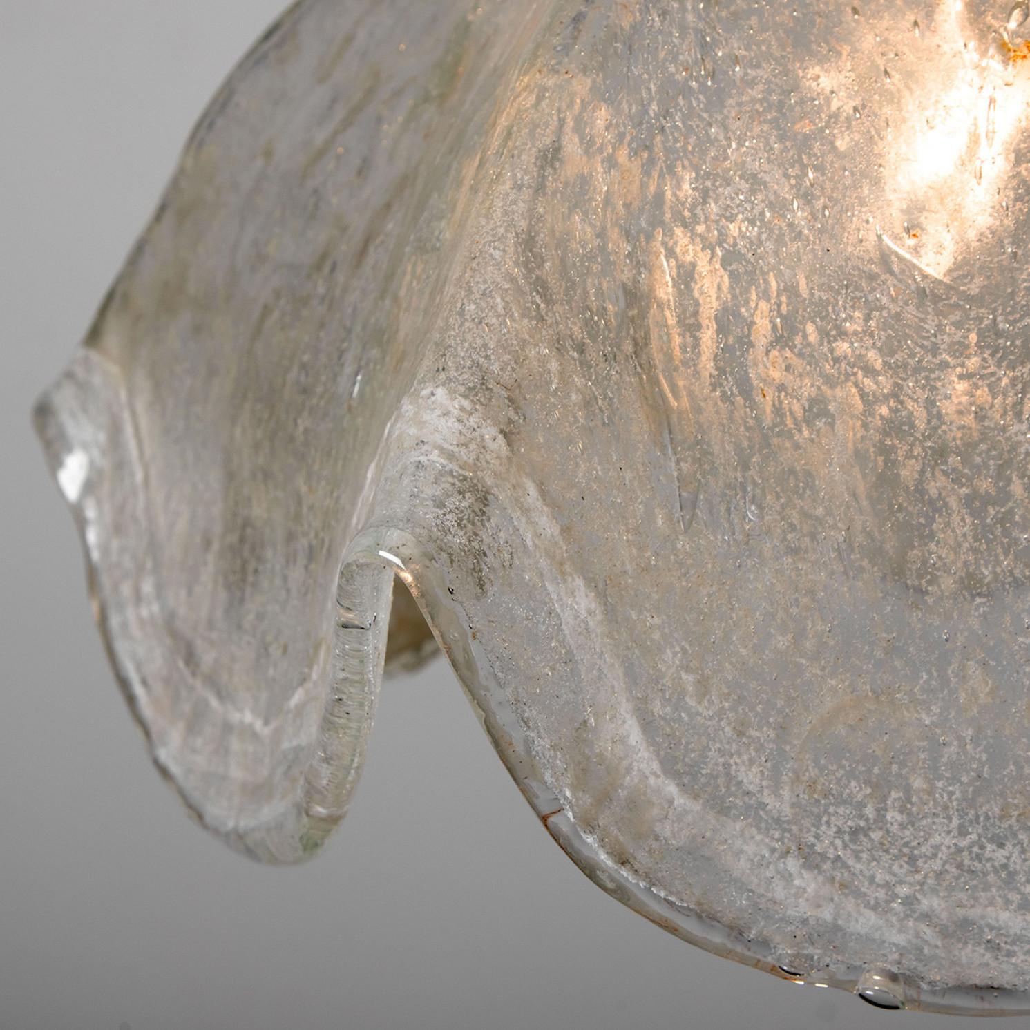 Clear Glass Flower Pendant Lamp by Kaiser, Leuchten, Germany For Sale 3