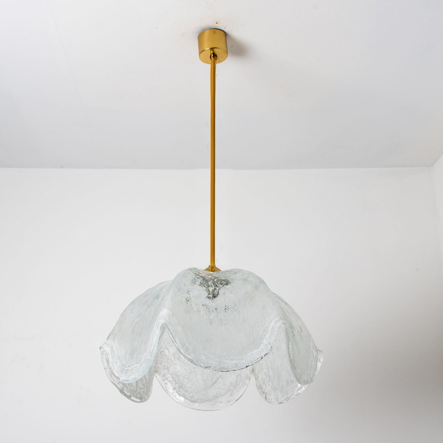 Clear Glass Flower Pendant Lamp by Kaiser, Leuchten, Germany For Sale 3