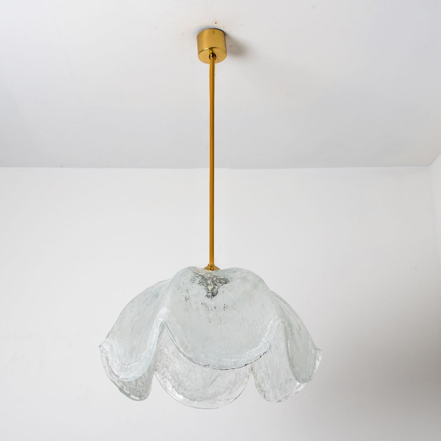 Lampada a sospensione a fiore in vetro trasparente di Kaiser, Leuchten, Germania in vendita 2