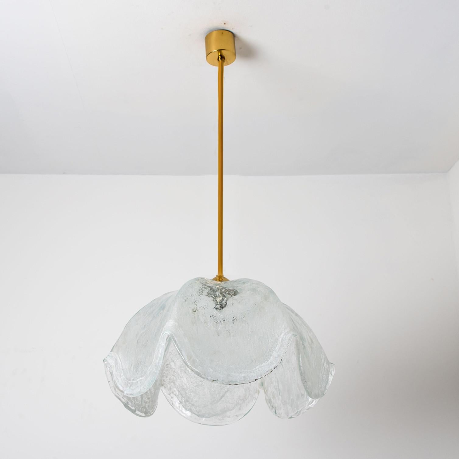 Clear Glass Flower Pendant Lamp by Kaiser, Leuchten, Germany For Sale 4
