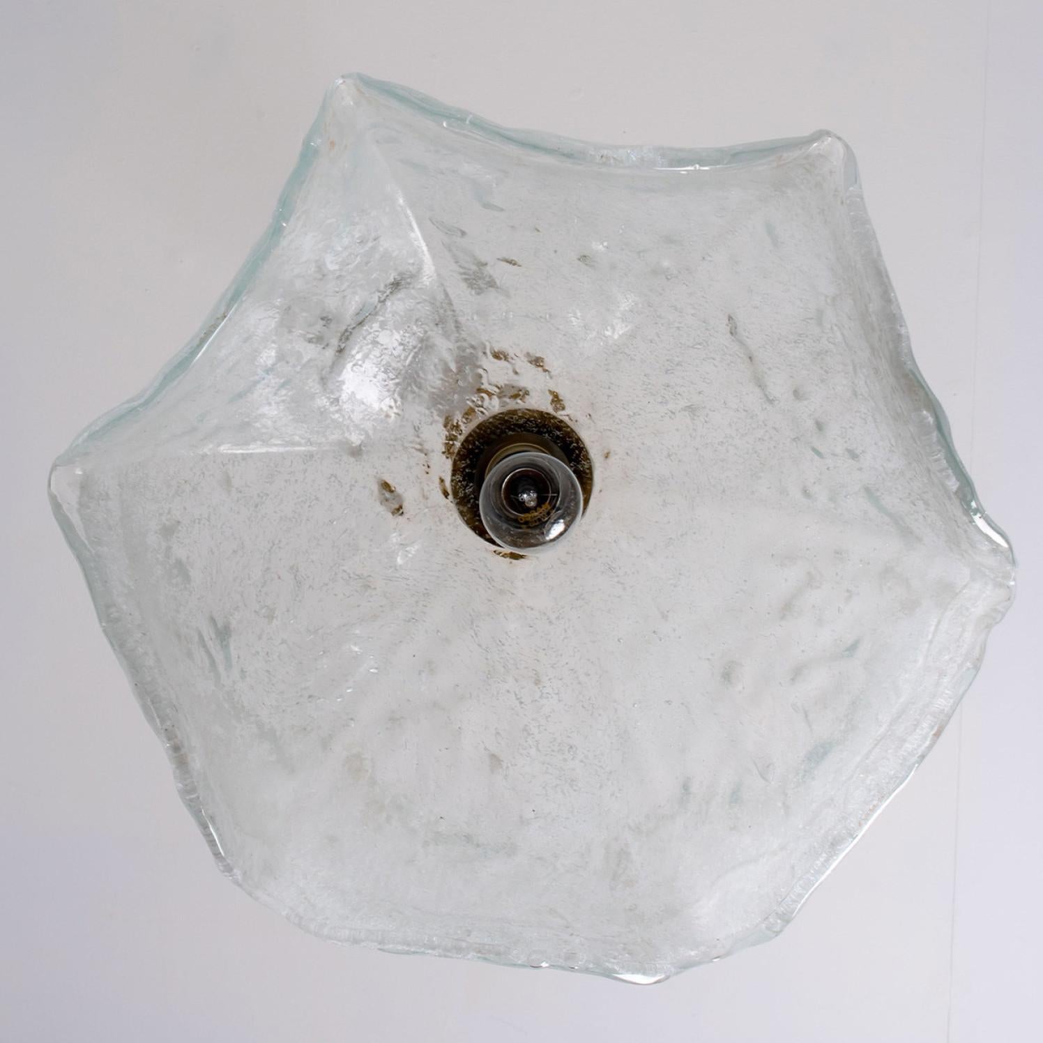 Clear Glass Flower Pendant Lamp by Kaiser, Leuchten, Germany In Good Condition For Sale In Rijssen, NL