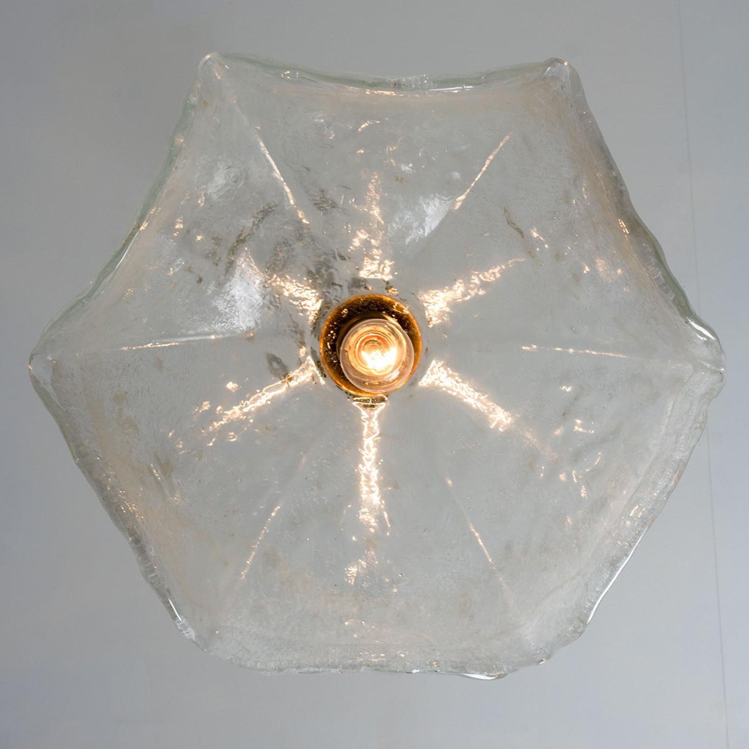 Clear Glass Flower Pendant Lamp by Kaiser, Leuchten, Germany For Sale 1