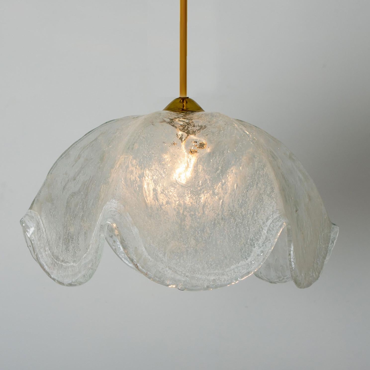 Clear Glass Flower Pendant Lamp by Kaiser, Leuchten, Germany For Sale 2