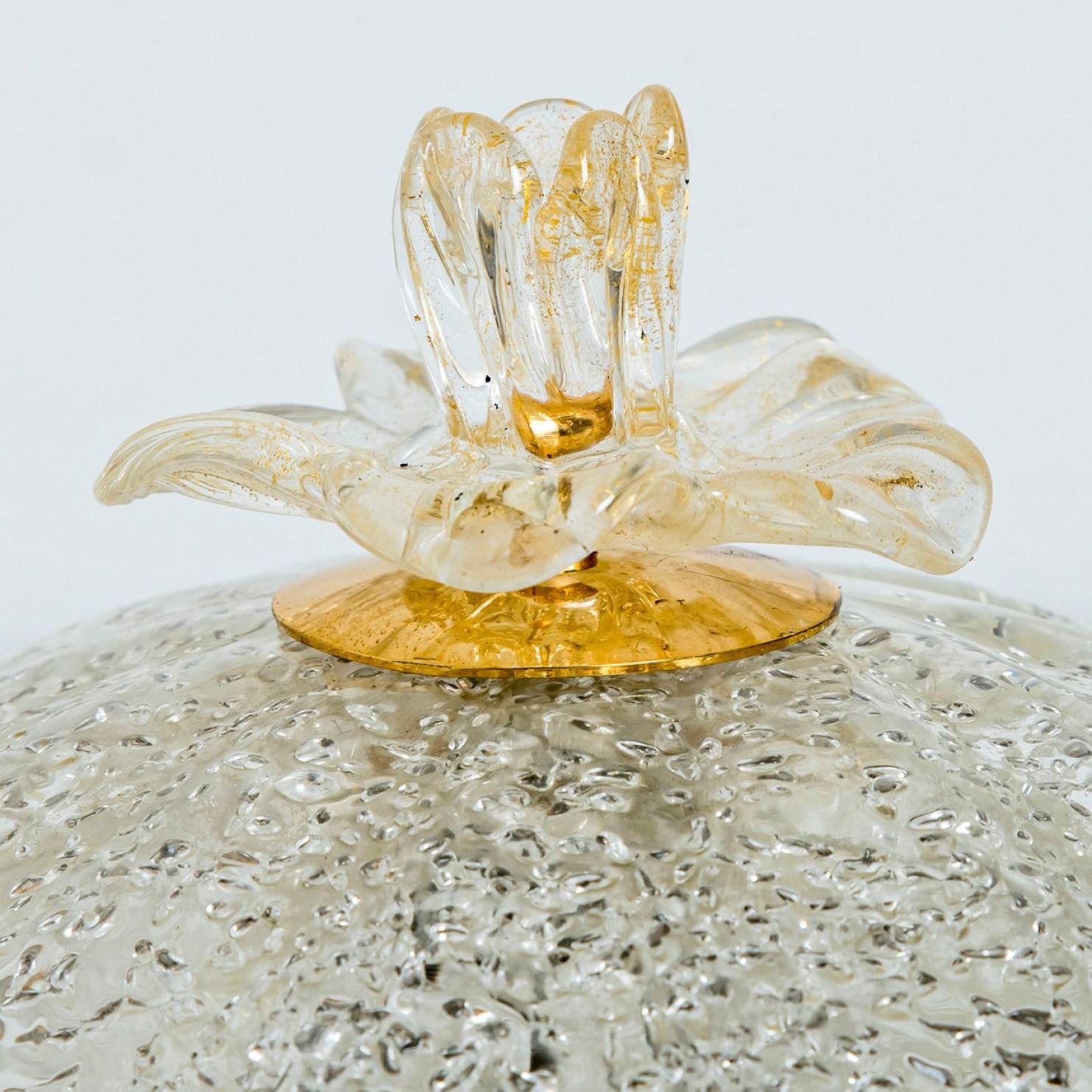 Mid-Century Modern Monture affleurante en verre clair Verre de Murano Barovier&Toso, Italie en vente