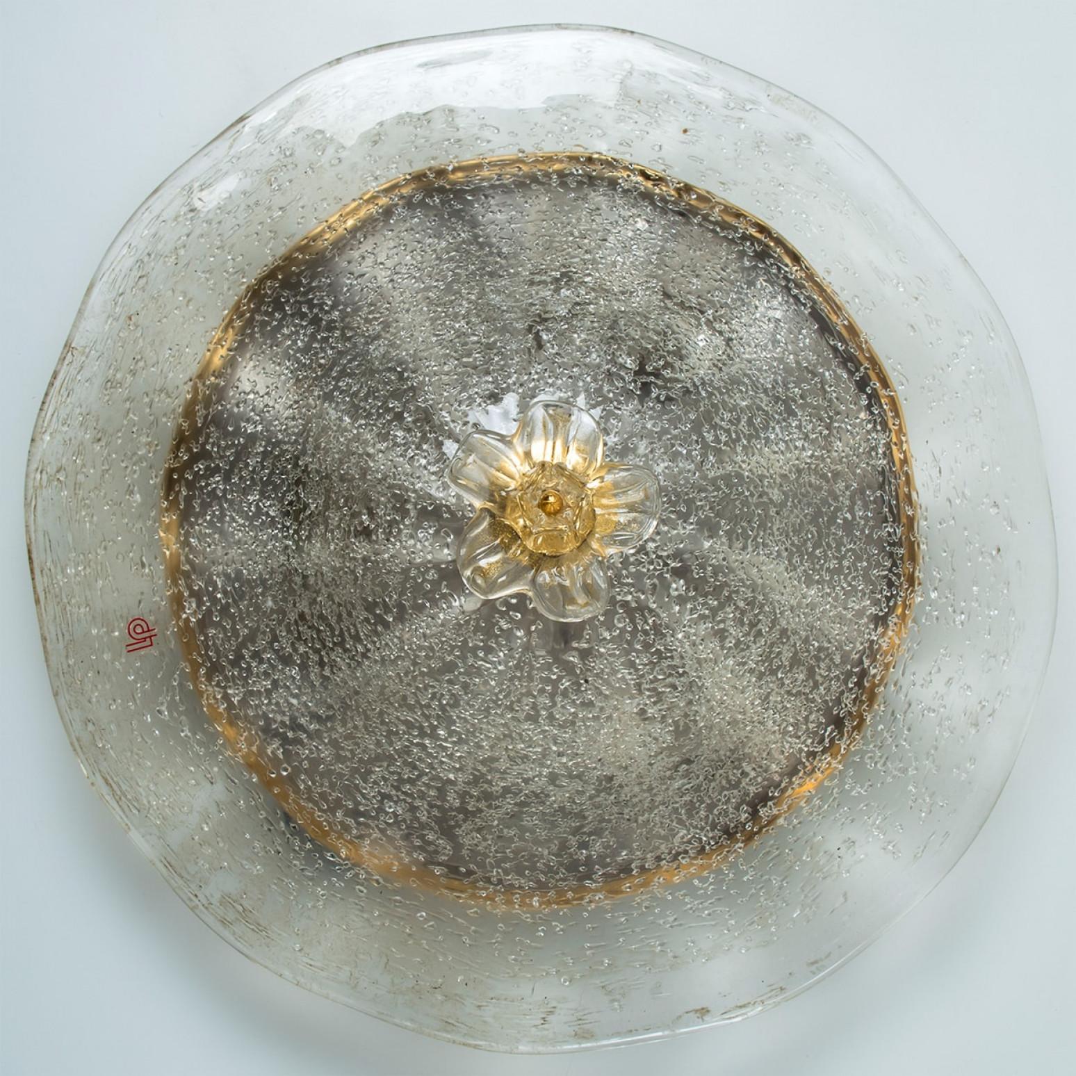 Milieu du XXe siècle Monture affleurante en verre clair Verre de Murano Barovier&Toso, Italie en vente
