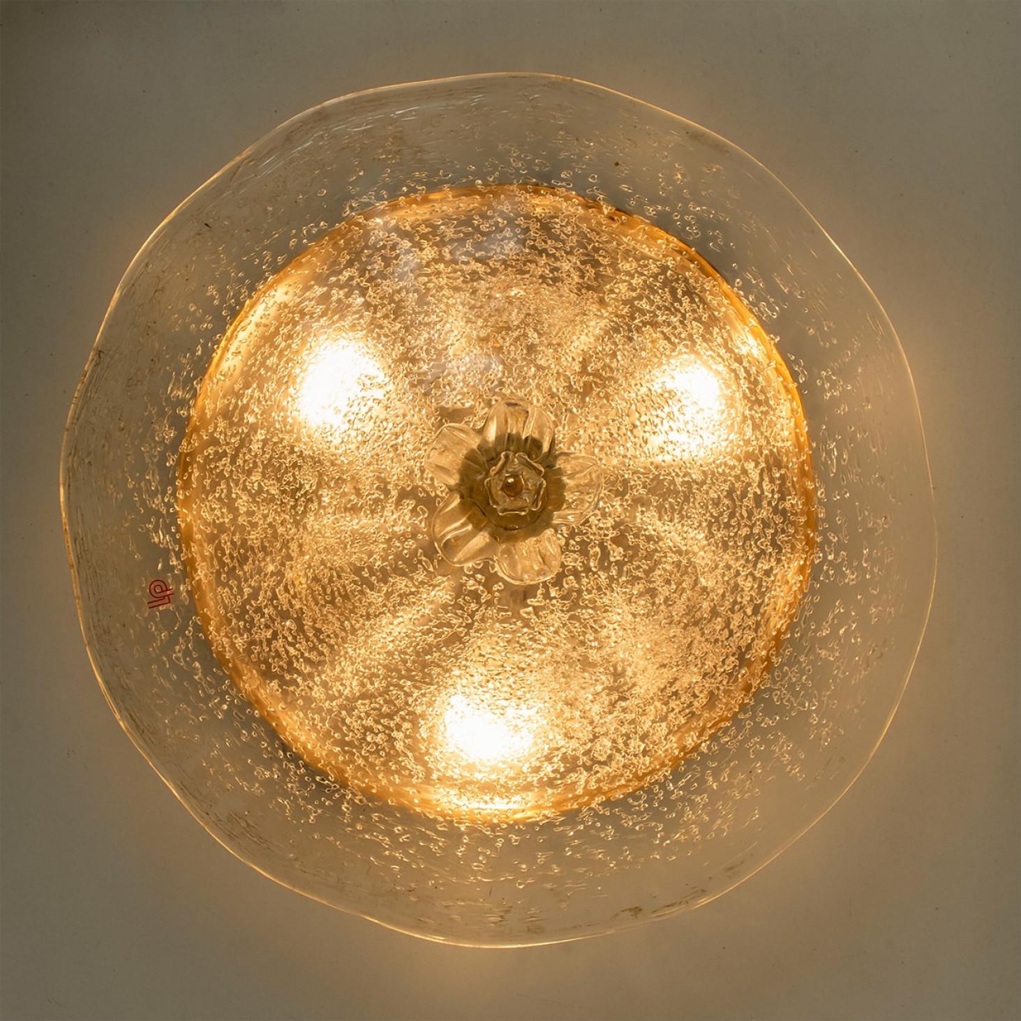 Laiton Monture affleurante en verre clair Verre de Murano Barovier&Toso, Italie en vente