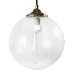 Clear Glass Globe Vintage European Brass Top Pendant Lights